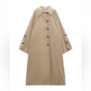 ZARA OVERSIZED BUTTONED TRENCH COAT S